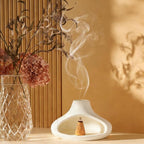 Palo Santo Holder, Incense Holder for Sage, Wood Sticks, Cones, Incense Burner Ceramic Mini Chimney for Meditation Yoga, Ash Catcher Room Home Decor(White)