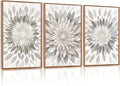 CHDITB Modern Floral Burst Framed Canvas Wall Art Set, Nature Flower Petal Wall Decor, Neutral Beige And Gray Botanical Painting, Contemporary Art Prints For Living Room Bedroom Office-16 x24 x3