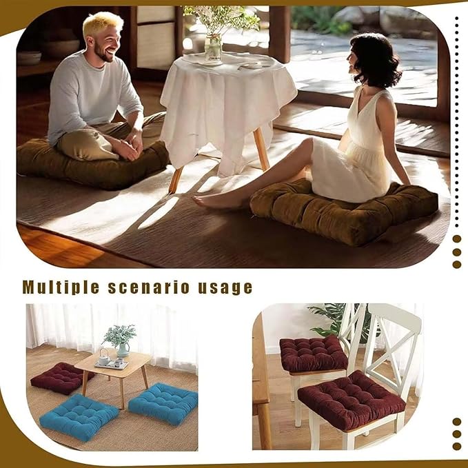Floor Pillows Set Square Chair Cushion Pad Tufted Seat Cushions for Living Room Balconies Office Sky Blue 18x18in