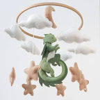 Dragon Mobile for Crib, Dragon Crib Mobile for Boys, Cloud Mobile for Crib, Neutral Baby Mobile for Crib Cloud Nursery Mobile