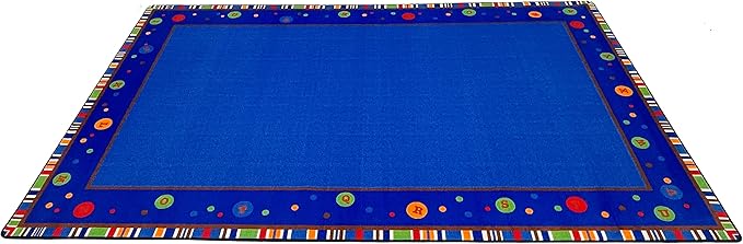 KIDCARPET.COM ABC Dots Rectangle Classroom Rug | Bordered Area Rug for Preschool Daycare Learning, 4' x 6'