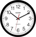 Sharp Wall Clock – Black, Silent Non Ticking 12 Inch Quality Quartz Battery Operated Round Easy to Read Home/Kitchen/Office/Classroom/School Clocks, Sweep Movement