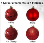 Rose Red 4.0" Large Christmas Balls - Christmas Tree Decoration Ornaments Shatterproof Hanging Balls for Birthday Halloween Holiday Wedding Decorations Set of 4pcs