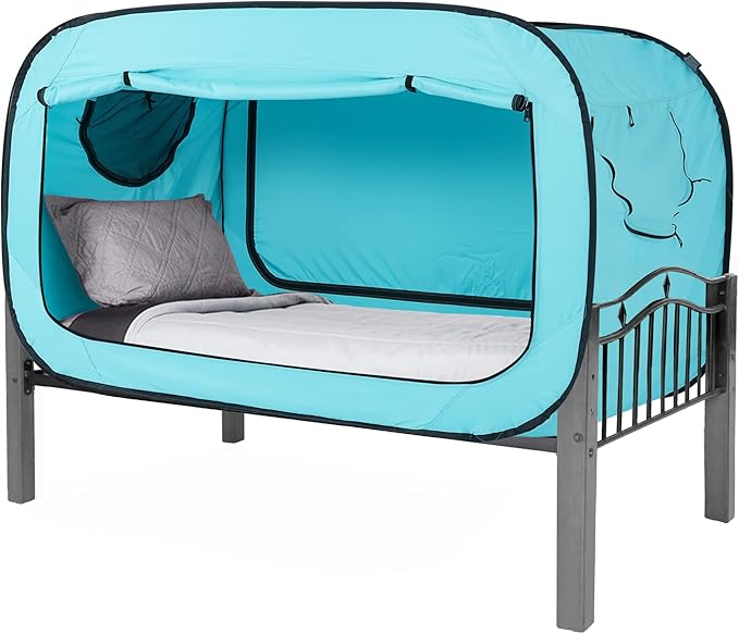 Bed Tent Twin Bed Canopy Portable Dream Tent for Adult Indoor Sleeping Tents with 2 Doors Breathable Private Space Tents, Teal