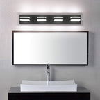 SOLFART Black Bathroom Light Fixtures 4 Lights Bathroom Vanity Light LED Dimmable Matt Black Vanity Lights 32W Cool White 6000K & 0%-100% Brightness Dimmable