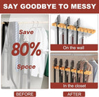 Belt Hanger for Closet Max 42 Belts, 2-in-1 Wall Mount Belt Organizer with 360° Rotating Hooks, Wooden Tie and Belt Rack for Closet Accessories Organizers and Storage, 12+11 Storage