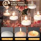 3 inch White Floating Candles, 60 Pack Unscented Floating Candle,8-9 Hours Burning Floating Candles for Centerpieces, 3" Water Candles for Cylinder Vases, Wedding, Party