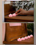 BEICHI Flameless Candles, Tea Lights Battery Operated, No Flickering Votive Candles LED Tea Lights for Halloween Christmas Wedding Home Decor (24 Pack, Pink)