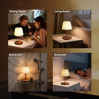 Waterproof Rechargeable Table Lamp - Portable Cordless Desk Lamp with 8 RGB Colors,4000mAh Outdoor Stepless Dimmable LED Night Light for Bedroom, Living Room,Camping Restaurant,Office (Wood Grain)