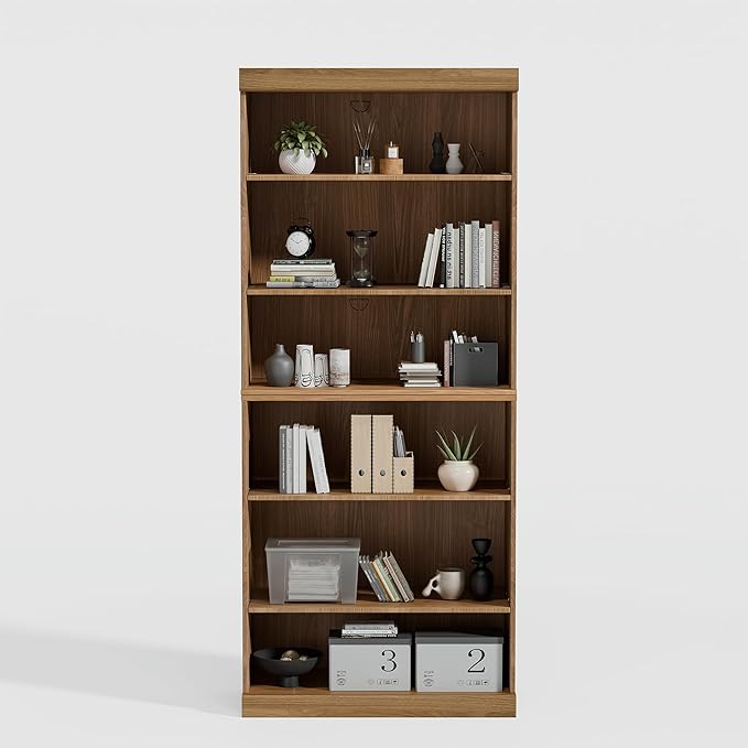 Casaphoria 6 Tier Wooden Bookshelf, 72" H Tall Book Shelf with Adjustable Shelves, Wide Bookshelf with 16" Deep Storage Space for Living Room,Bedroom & Home Office