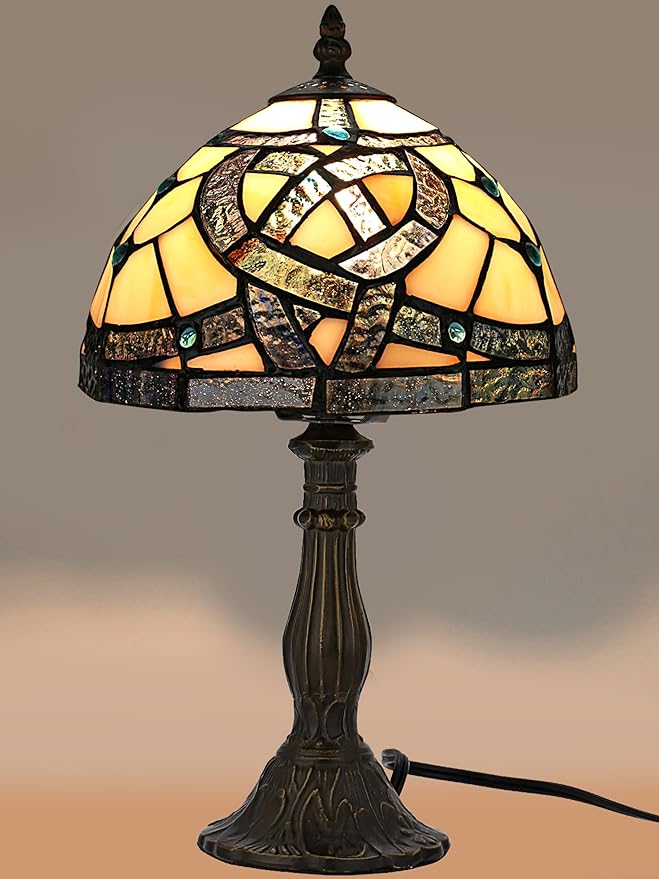 KY&BOSAM Tiffany Table Lamps Irish Celtic Stained Glass Lamp17500 Lumens UL Style Light Shade +E26 Bulb Holder+ Metal Base 8*8*14Inch Family Bedroom Living Room Office Memory St Patrick's Day Decor