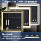 26“ x 26” LED Mirror for Bathroom Front and Backlit Anti-Fog Dimmable 3 Colors LED Bathroom Mirror with Lights Memory Function Smart Mirror Touch Sensor Square Wall Mounted