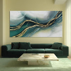 ZENPEE Gold and Green Modern Wall Art, Simple Abstract Canvas Prints, Wall Hangings & Posters for Living Room, Office & Hallway, 29" x 58"