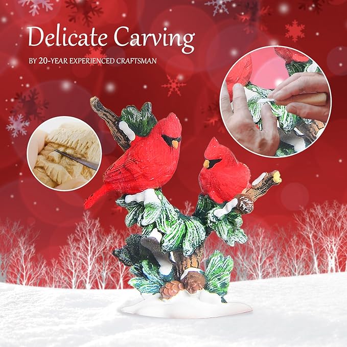 Snow Globes, Cardinal Snow Christmas Lantern, 8 Songs, 6H Timer Battery & USB Powered Glitter Music Box, Gifts for Men and Kids,Christmas Table Decorations Home Decor