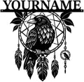 Personalized Dream Catcher Metal Wall Art - Custom Name Iron Sign for Home Decor, 8-30 Inch Black (Style J)