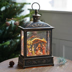 12.5'' Christmas Snow Globe Lighted Manger Nativity Scene, Musical Water Lantern Play Silent Night Music in Swirling Glitter, for Home, Battery Operated or USB Powered
