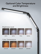 MediAcous LED Desk Lamp with Clamp, Dual Light Desk Lamp with Swing Arm, 4 Color Modes & 4 Brightness Metal Table Lamp, Eye-Caring Clip-on Lamp with Memory Function for Home Office Work Study
