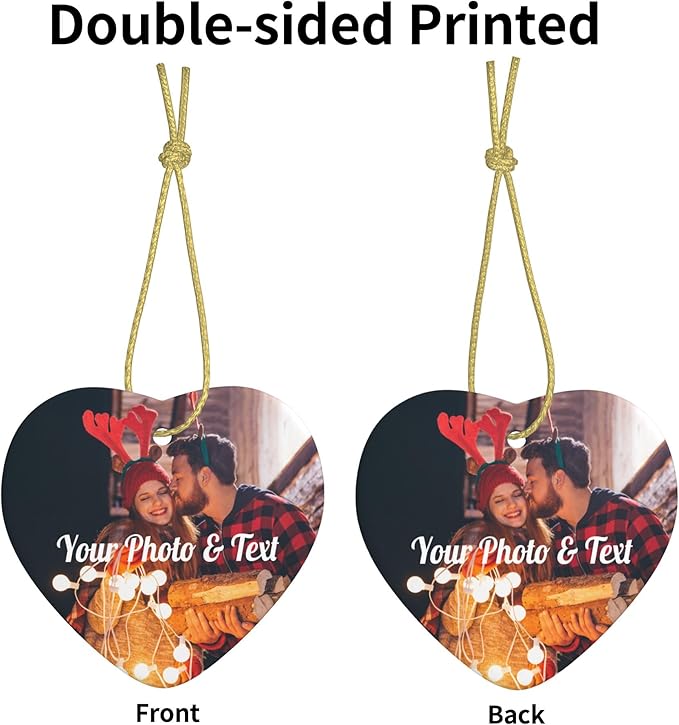 Custom Christmas Ornament Personalized Photo Ornaments for Christmas Tree 2025 Customized Picture Text Personalized Christmas Home Decoration Hanging Xmas Decor for Couples Family Wedding