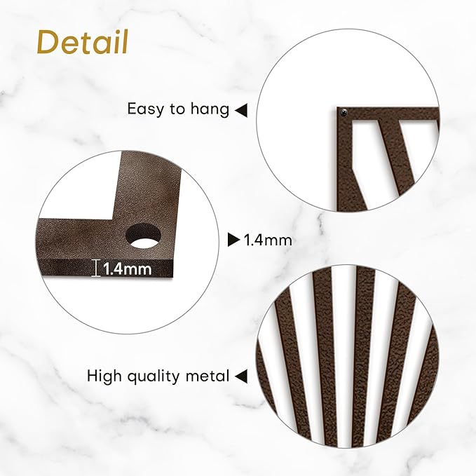 SIGNLEADER Metal Wall Art Decor Bronze Shining Sun Minimalist Modern Abstract Wall Sculpture Hangings Home Decoration for Living Room, Bedroom, Bathroom, Kitchen, Outdoor - 18" Bronze