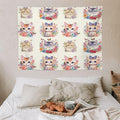 VUMIVI Watercolor Flower Cat Tapestry Colorful Cartoon Cute Animals Butterflies Abstract Art Print Tapestry Wall Hanging for Living Room Bedroom Dorm Classroom Aesthetic Decor W40xL30in