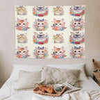VUMIVI Watercolor Flower Cat Tapestry Colorful Cartoon Cute Animals Butterflies Abstract Art Print Tapestry Wall Hanging for Living Room Bedroom Dorm Classroom Aesthetic Decor W40xL30in