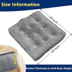 Floor Pillow Set of 4, Memory Foam Meditation Cushion, Floor Cushions for Adults Sitting, Large Square Seat Cushions for Yoga, Living Room, 20x20 Inch (Grey)