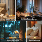 3 Pack 8.26in Gold Small Cordless Table Lamps Rechargeable, Battery Operated Mini Lamp, Small Lamp Touch Portable Table Lights, LED Night Light for Bedside/Dining/Bar/Outdoor (Gold-A)