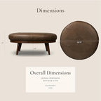 Poly & BARK Gio Ottoman – 30” Round with Feather-Down Topper – Full-Grain Leather Upholstery – Couch Ottoman for Living Room – Vintage Italian Leather in Cocoa Brown