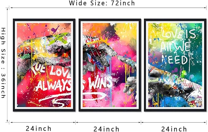 Novatique Banksy Canvas Wall Art Graffiti Pictures Wall Decor Hand Of God Pop Art Abstract Painting Street Art Pictures for Bedroom Living Room,24" x 36" x 3pcs