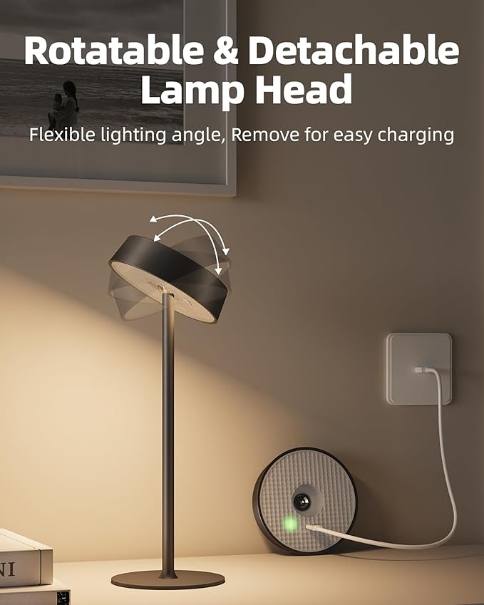Cordless Lamp, Outdoor Waterproof, Dimmable Touch Control 3 Color Temperature, Battery Operated Portable, RGB, LED Memory Function, Rechargeable Table Lmap, Desk Lamp, Patio Dinning Restaurant Kitchen