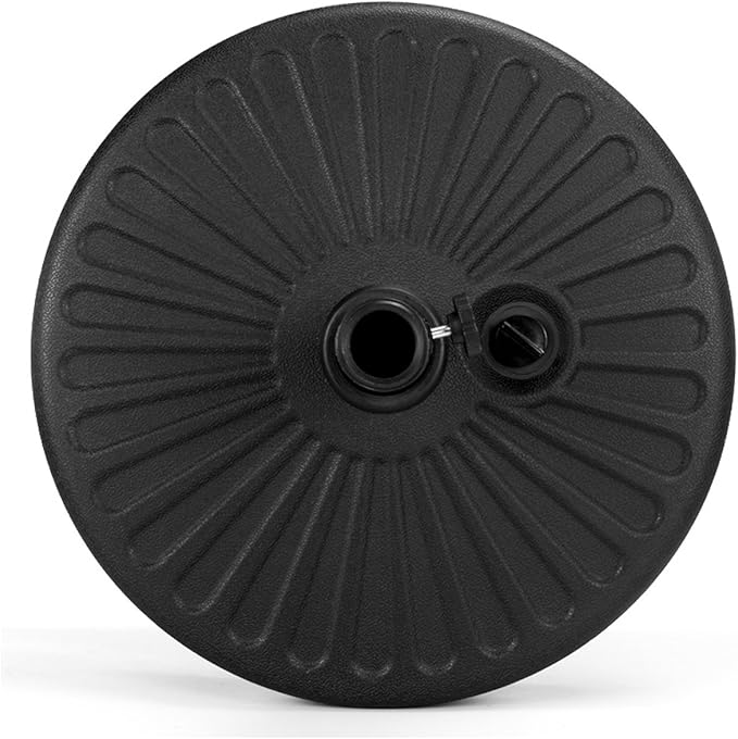 Sunnyglade Heavy Duty 23L Round 20" Water Filled Patio Outdoor Umbrella Base Stand Weight with Steel Umbrella Holder Suit for Dia 38mm or 48mm Pole (Black)