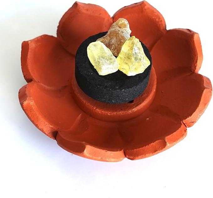 Incense Burner for Sticks, Cones, Resins and Charcoal Discs | Versatile Coal Disc and Resin Burner | Potter's-Wheel-Made Clay Terracota Ash Catcher | Incense Sticks Holder | Incense Stand