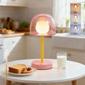 Rechargeable Bedside Lamp with 3CCT & Stepless Dimming, LED Artistic Table Lamp, Battery Powered Mushroom Light for Kids Room Playroom Desk Nightstand (Pink)