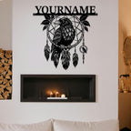 Personalized Dream Catcher Metal Wall Art - Custom Name Iron Sign for Home Decor, 8-30 Inch Black (Style J)
