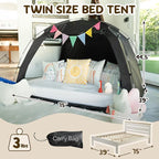 EighteenTek Bed Tent Twin Size Bed Canopy, Light Reducing Sleeping Tent Lightweight Portable Indoor Tent Breathable Privacy Space on Bed with 2 Doors for Adults Kids Autism (Twin, Black)
