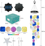Solar Starfish Wind Chimes for Outside Mobile Shells Wind Chimes Hanging Decorative Lights for Holiday Garden Porch Yard Window Party Outdoor Decor, Gift for Mom Grandma Wife Girlfriend Neighbors