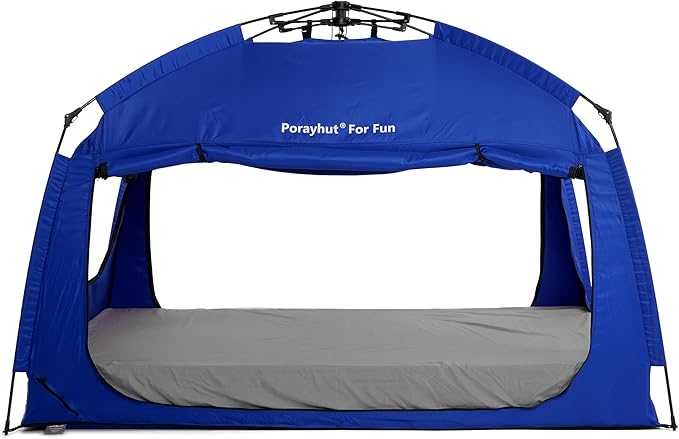 Indoor Instant Privacy Bed Tent for Sleeping,Quick Set-up Bed Canopies,Portable Bed Drapes with Large Space and 3 Doors (Blue, Twin)
