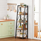 HOOBRO Ladder Shelf, 5-Tier Bookshelf, Corner Bookcase, Freestanding Storage Shelf Display Organizer, for Living Room, Bedroom, Home Office, Kitchen, Rustic Brown and Black BF305CJ01