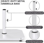 Sundale Outdoor Umbrella Base 40lbs with Stainless Steel Umbrella Tube, Heavy Duty Steel Umbrella Stand, White