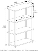 Furinno TURN-N-TUBE Storage Shelves, 4-Tier Toolless Book Shelf, Corner Shelf, Toolless Open Shelves, for Organization and Storage, Living Room, Garage, Home Office, Walnut