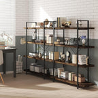 Bookshelf Set, Heavy Duty 4-Tier Industrial Bookcase, 47" Wide Wood Bookshelf for Home Office, 120lbs Shelf Capacity, Rustic Open Display with Horizontal Shelf for Living Room Bedroom