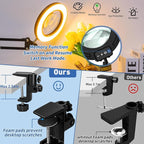 HITTI Ultra Long 12X Magnifying Glass with Light and Clamp, 5 Color Modes Steepless Dimming Desk Lamp, Swivel Arm Workbench Light, Hands Free Lighted Magnifier Stand for Craft Reading Soldering