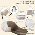 Unstuffed Pouf Ottoman Cover Soft Storage Extra Seat Farmhouse Comfortable Bohemian Poufs Accent Footrest 20x20x8 Inches for Living Room Bedroom Study Nook (Beige B, Round)