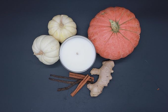 PERIPETI Home Pumpkin Ginger Scented Candle, Wooden Wick – 8.5oz Natural Soy Wax for Energizing Aromatherapy, Long-Lasting Burn with a Cozy Fall Scent