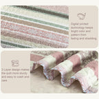 Exclusivo Mezcla Reversible Boho Quilts King Size, Pink Bedspreads Lightweight Coverlet All Season Bohemian Quilt Bedding Set with Printed Striped Floral Pattern (1 Quilt, 2 Pillow Shams)