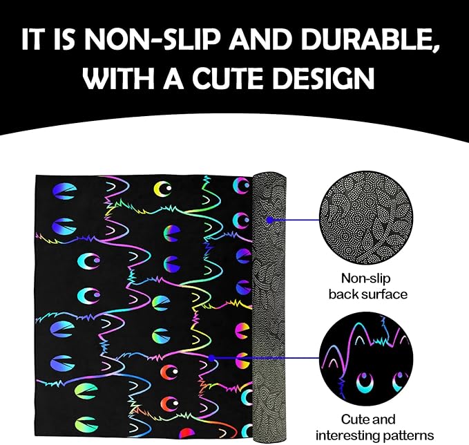 Black Cat Rug Large Kids Cat Carpet for Girls Room Decor, Funny Cats Rugs Room Decor Playroom Cute Cats Themed Kids Area Rug Washable Non Slip Childrens Bedroom Mat 4.5x6 Feet