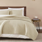 WRENSONGE Queen Quilt-3 Pieces Lightweight Bedspreads Beige Queen Size Quilt Bedding Set for All Seasons,Soft Summer Coverlet with 2 Pillow Shams, Couch