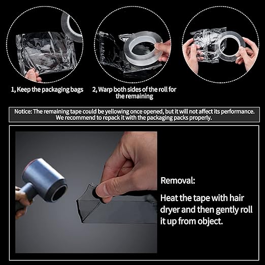 Art3d Double-Sided Tape (10FT), Removable, Traceless, Washable, Reusable - Multipurpose Tape as Seen on TV