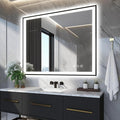 40x32 LED Bathroom Mirrors for Wall -Black Aluminum Framed (Front and Backlit), Anti-Fog Vanity Mirror With Lights,Stepless Dimmable Lighted Mirror,3 Colors Smart Mirror(Horizontal/Vertical)