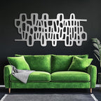 Cadeali Abstract Geometric Metal Wall Art, Modern Circles Metal Decor, Minimalist Line Art, Long Narrow Sign, Luxury Modern Artwork for Living Room, Farmhouse, Office (Black, 41"x19")